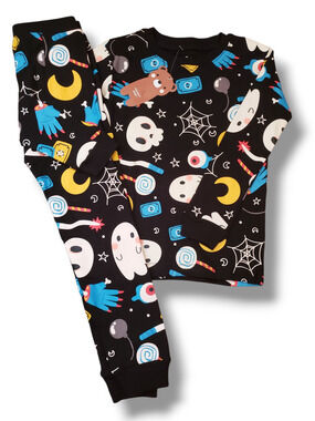 Vaenait Baby Horror Night 3T Boys Black Glow in the Dark Pajama PJ Set NEW